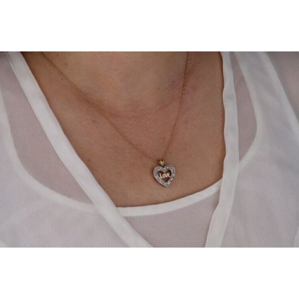 Pendant Only 10k Yellow Gold Diamond Love Heart Pendant - Picture 4 of 6